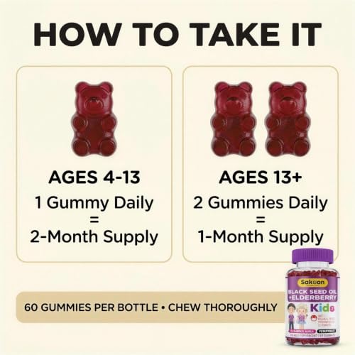 Sakoon nutrition Elderberry Gummies for Kids with Black Seed Oil, Immune Support, with Vitamin C and Zinc, Delicious Berry Flavor, 60 Gummies - Image 5