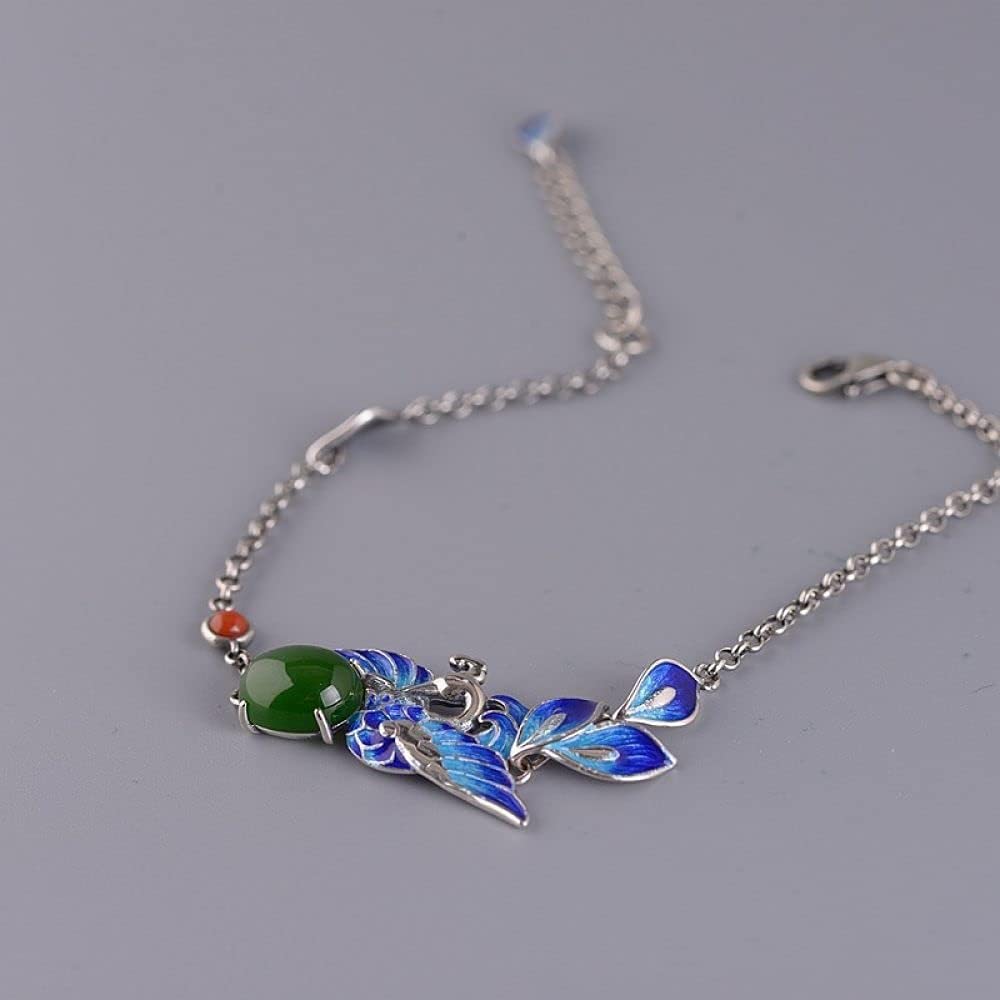 Bracciale Regolabile,Bracciale in Argento Sterling,Bracciale da Donna in Argento Sterling 925 Bracciale Vintage Blu Pavone Bracciale Intagliato a Mano Gioielli in Argento da Donna Regali Mamma
