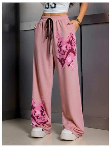 Image of SOLY HUX Women's Y2k Sweatpants Drawstring Waist Wide Leg Gothic Grunge Pants Streetwear