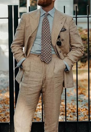 Men's Suit Jacket Linen Solid Color Blazers Double Breasted Lightweight Sport Coats Blazer3