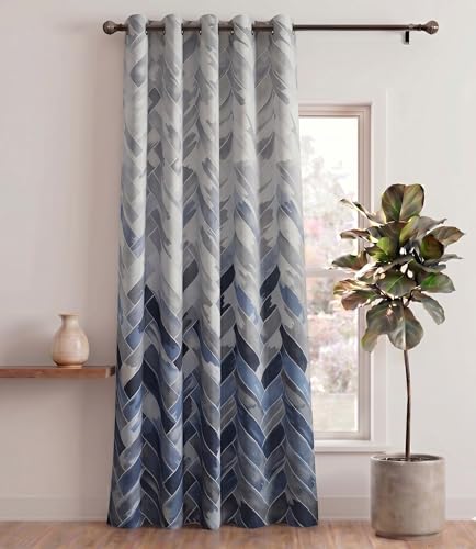 Image of Home Sizzler 1 Piece Geometrical Panel Eyelet Polyester Long Door Curtain - 9 Feet, Grey