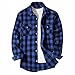 Mens Plaid Shirt Big and Tall Lapel Long Sleeve Button Down Shirt Jacket Fall Fashion Casual Light Shacket with Pockets Jackets for Men Loose Fit Comfort Button Up Shirts Casual Outerwear Coats