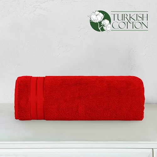 Image of Elegant Comfort Three Line Popcorn Towel Set for Bathroom 35 x 70 inches, Premium Hotel Quality 1-Pack Jumbo Towels, 100% Turkish Cotton, Soft and Durable, Quick Dry and Highly Absorbent, Red