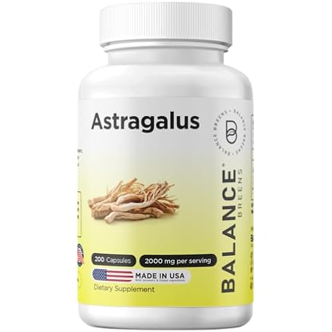 Balancebreens Astragalus Root 2000 mg - 200 Capsules - Health Supplement Supports Cardiovascular Health and Healthy Immune Functions Cover