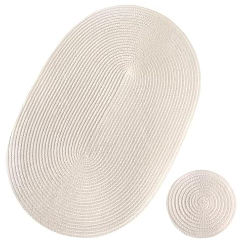 6 Oval Plastic Braided Place Mats Cover