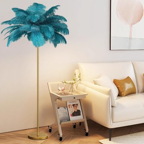 Elegante lámpara de pie de plumas de estilo nórdico moderno para decoración exclusiva