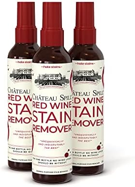 Chateau Spill Red Wine Stain Remover for Clothes – 4oz 3 Pack Safe Stain Remover Spray for Stubborn Stains - Cleaner Wipes Away New and Set on Tablecloth, Garment, Carpet, Upholstery and Laundry