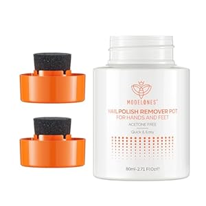 Modelones Nail Polish Remover Acetone-Free & Non Drying Nail Polish Remover Pot with Sponge-Top Lid Contains Jojoba Oil Professional Nail Remove Jar for Home Salon (80 ml)