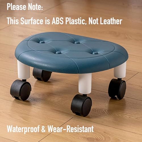 KitchLife Banqueta móvel baixa com rodas giratórias de 360°, 1 pacote, azul – confortável, resistent