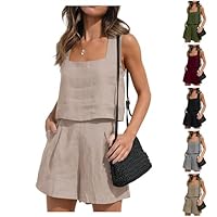 Loungewear Sets for Women, Womens Tracksuit Set, Shorts and Sleeveless Vest Tank Tops Summer Tracksuit Set Lightweight Loungewear Breathable Holiday Clothes