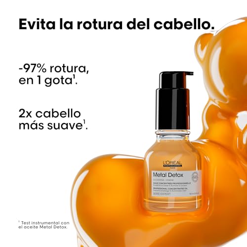 L’Oréal Professionnel, Aceite Concentrado, Tipo de Cabello, Pelo Seco, Apagado, Dañado o Teñido, Protector Térmico, Cabello Más Fuerte y Nutrido, Detiene la rotura, Metal Detox, 50 ml - imagen 2
