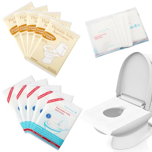 120 unidades de almohadillas de inodoro desechables, fundas desechables para inodoro, fundas de inodoro lavables, papel desechable, cubiertas de inodoro desechables para viajes, viajes de negocios,