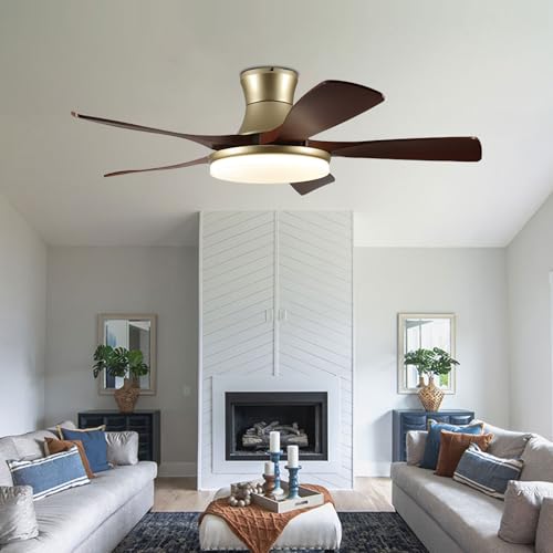 Ventilateur de plafond intérieur design doré avec éclairage moderne modulable