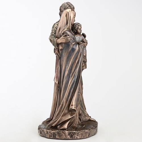 Escultura religiosa Familia Santa con acabado bronce miniatura 3