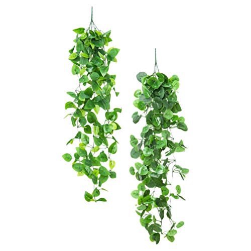 HEMOTON 2 peças de plantas artificiais penduradas folha falsa de uva para parede, casa, quarto, jard