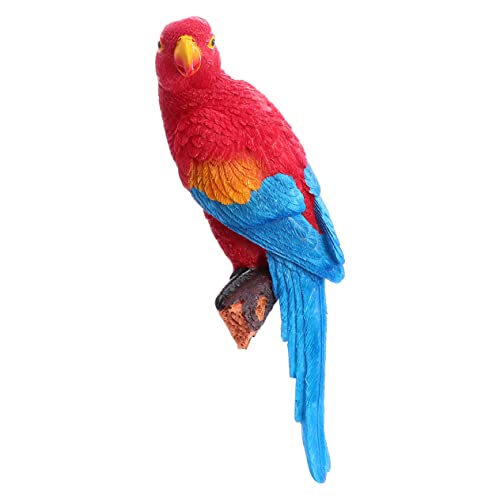 Cabilock Simulation Papagei Vögel Landschaft Papagei-Vogel-skulptur Ara Gartendekoration Papagei Wanddekorationen Papageien-Party Bevorzugt Papagei-skulptur Tier Harz Der Baum 3D