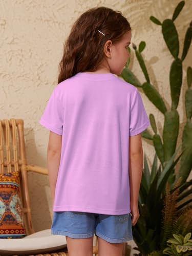 Image of ZDC Girls' Short Sleeve Shirts Kids Crewneck T-Shirts Summer Tops Basic Tees 5-14 Years