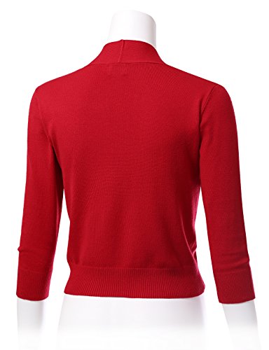 Image of Allsense Women's 3 /4 Sleeve Cropped Shrug Cardigan | Classic Bolero, Open-Front, Lightweight Soft Fine Knit Cover Up