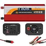 2000W Inverter 12V/24V to 220V Pure Sine Wave Inverter 12V Power Inverter with Type C, USB, Socket Car Adapter, Bekasa Car Power Inverter for Vehicles with Digital Display for Travel, Camping, RV