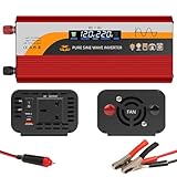 2000W Inverter 12V/24V to 220V, Pure Sine Wave Inverter 12V Power Inverter with Type C, USB, Socket Car Adapter, Bekasa Car Power Inverter for Vehicles with Digital Display for Travel, Camping, RV - Image 1