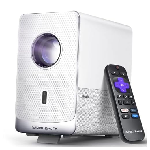 Aurzen Roku TV Smart Projector with Wifi and Bluetooth, D1R Cube Roku Streaming Experience Built-in, Sealed Optical Engine, 1080P FHD, DoIby Audio, Portable Mini Projector for Home/Outdoor Movies