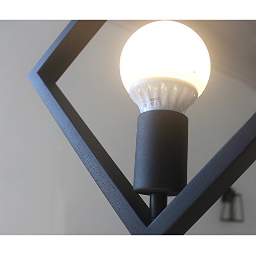 Plafonnier rétro E27 lustre suspension cage carrée en fer noir