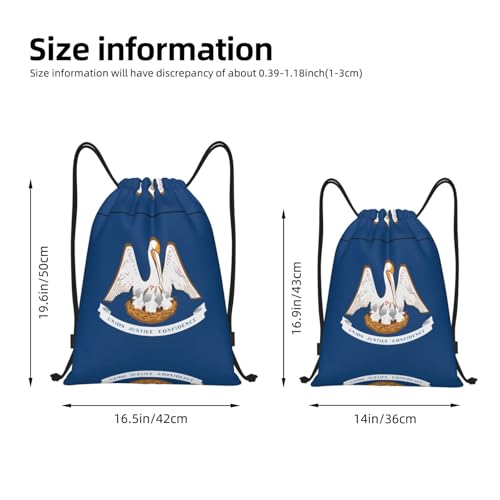 Medium Drawstring Bag - Sport Louisiana State Flag Print Sackpack for Yoga, Dance, Travel, Hiking - Lightweight Storage4