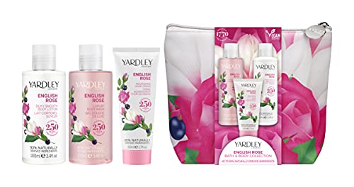 Yardley London Traditional English Rose Bath, Body and Bag, Gift Set (Pack of 4) ONE SIZE