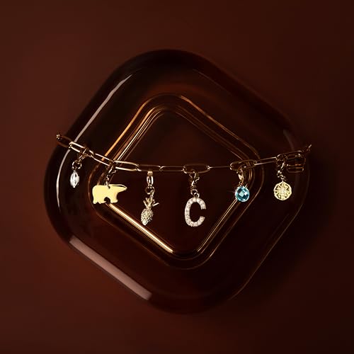 MignonandMignon Personalized Engraved Gold Charm Bracelet for Mom, Gifts for Women, Gift for Grandma, Unique Birthdays Teen Girls, Anniversaries, Graduation, Handmade Jewelry for Her - P-CHARM-MIX-BR4