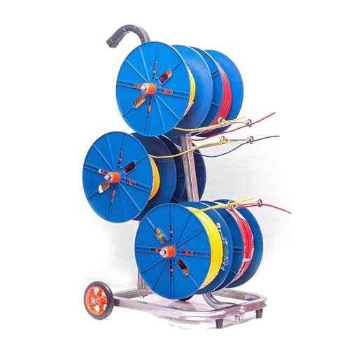Conception robuste pour ce porte-bobines de câble transportable à roulettes bleu - 2