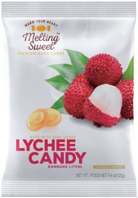 Melting Sweet Premium Individually Wrapped Lychee Hard Candy (4.4oz, Pack of 1)