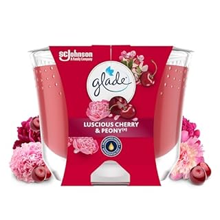 Glade Bougie Vegan Longue Durée Parfum Infusé Huiles Essentielles - Nouvelle Formule Sans Huile De Palme - Luscious Cherry & Peony - 6 Bougies