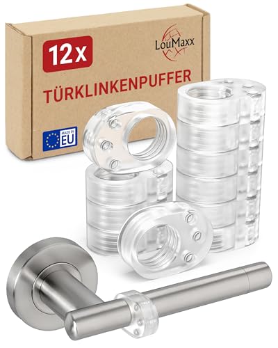Preisvergleich Produktbild LouMaxx Türklinkenpuffer - 12er Set transparente Türstopper Klinke Türgriff Puffer - Türgriff Stopper - Türgriff Schutz leicht und schnell montiert zum Schutz vor Beschädigungen an Wand und Möbeln