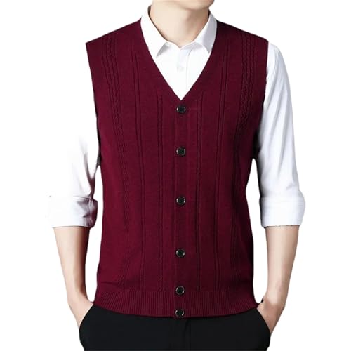 Men's Pullover Sleeveless Vest Spring Warm Thick V-Neck Slim Fashion Sweaters Knitted Retro Argyle Casual Wool Tank