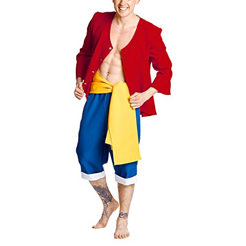 One piece Costume de Singe Hommes pour Les Fans de 3tlg de Elbenwald Jaune Bleu Rouge - 54/56