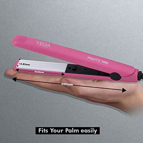 Image of VEGA PROFESSIONAL Mighty Mini Hair Crimper for Salon, Ultra Quick Heat-up, Overheating Protechtion Tecnology, Salon Finish at Home, Suitable for All Hair Types, (VPVMS-09)