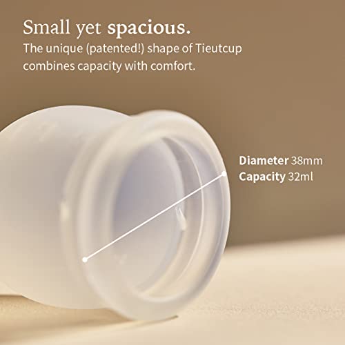 Tieutcup Menstrual Cup For Period (1.08Fl Oz) (Small) | Reusable Menstrual Cups Heavy Flow 12Hour Feminine Cup | Period Cups For Women With Medical Grade Silicone #TOP2