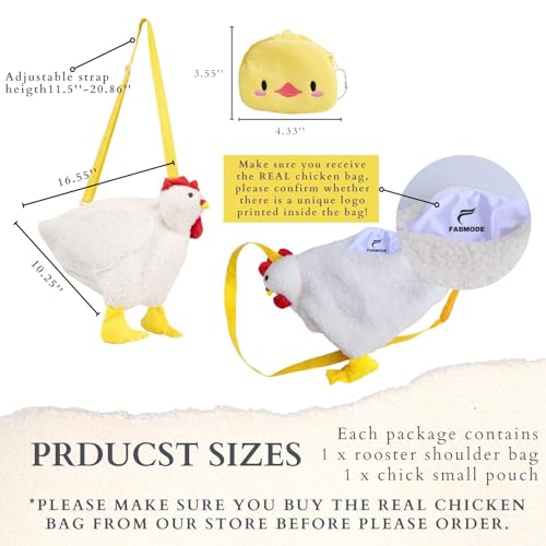 FABMODE Chicken Purse Rooster Bag Adjustable Shoulder Strap (1 Chick Purse)2