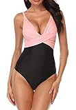 Einteiliger Badeanzug für Frauen mit großer Bauchkontrolle. Es ist einfach eng genug, um Ihre Kurven zu zeigen, tiefer Schnitt am Rücken und Racerback-Design verschönert noch flirty, chic und attraktive Kurve.