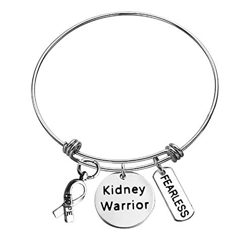 Kidney Disease Warrior Gift Bracelet Kidney Disease Awareness Bracelet Kidney Warrior Bracelet Kidney Disease Fighter Gift CKD Gift Kidney Cancer Survivor Fearless Gift for Men Inspirational Bangle