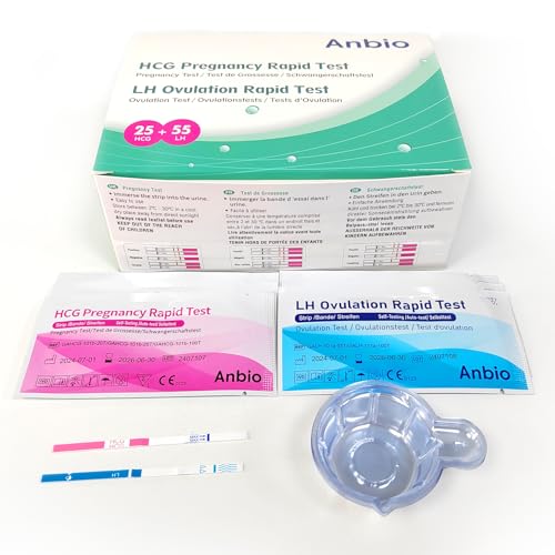 55 Ovulation Test Strips and 25 Pregnancy Test Strips 10mIU/mL Combo Kit for Women-with 70 Urine Cups (55 LH + 25 HCG)