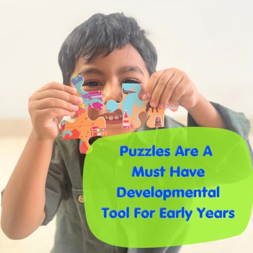 CocoMoco Kids World Map Puzzle for 3 to 6 Year Old Boys and Girls, 56 Pieces, Learning and Educational Gift, Return Gift for Kids (Pack of 1)