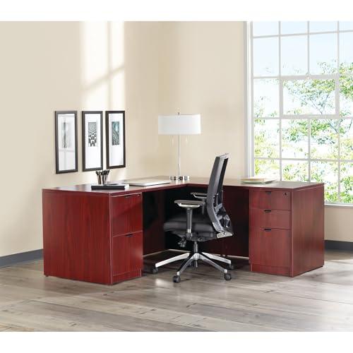 Lorell PD3066RSPMY Prominence 2.0 Mahogany Laminate Box/Box/File Right-Pedestal Desk thumb #1