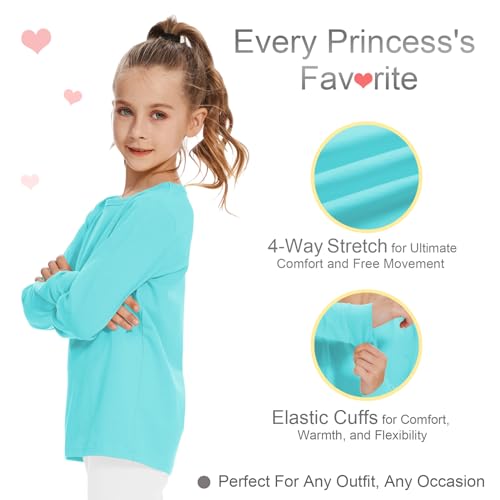 Image of 3T 4T 5T to 12 Years Girls Long Sleeve Shirts Kids Cotton T-Shirt Toddler Basic Crew Neck Top