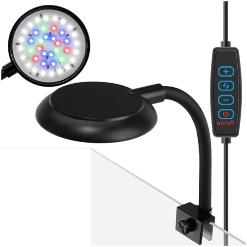 DaToo Mini Clip On Aquarium Light 7W Dimmable Small Fish Tank Lig...