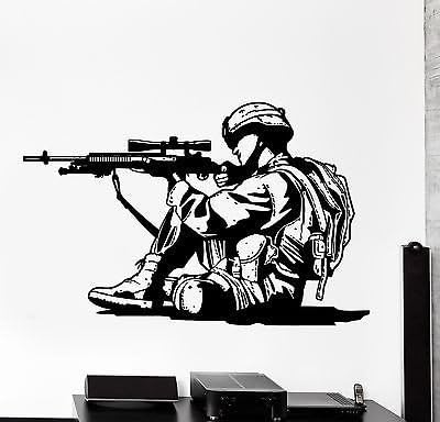 Wall Vinyl Marine Soldier Rifle M16 Guaranteed Quality Decal (z3449)