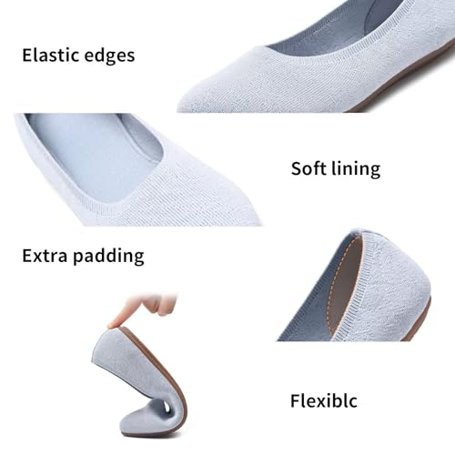 Image of Puxowe Women's Ballet Flats Breathable Knit Slip On Comfortable Round Toe Walking Shoes with Arch Support Insole for Work