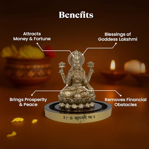 Image of Astrotalk Mahalakshmi Murti in Borosilicate Glass Dome | Lakshmi Devi Idol for Car, Home, & Mandir | Attracts Money, Prosperity & Fortune | 3D Printed Idol | Gift for House Warming Ceremony(7x5.5 cm)