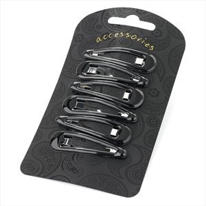 Six piece 5cm black enamel hair snap clip set.