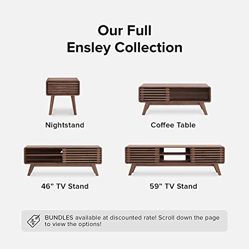mopio Ensley Coffee Table, Mid Century Modern Table with Storage, Farmhouse Wood Coffee Table for Living Room Fluted (Walnut) - Image 7